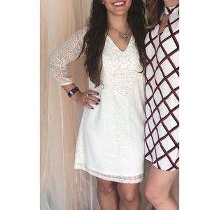 Boho white long sleeve dress